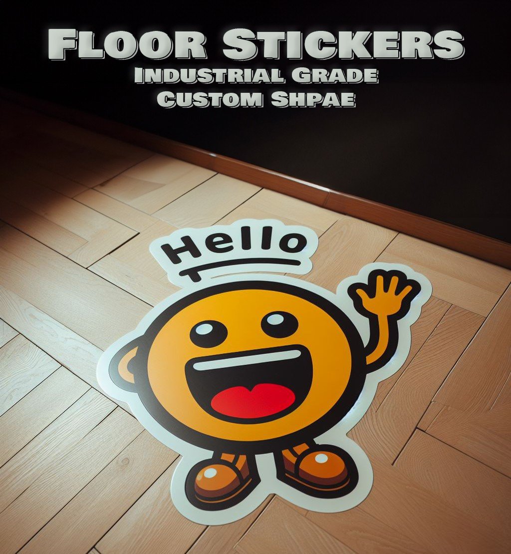 Custom shape floor vinyl stickers – stand out with unique designs, durable adhesive for personalized promotions and directional cues.